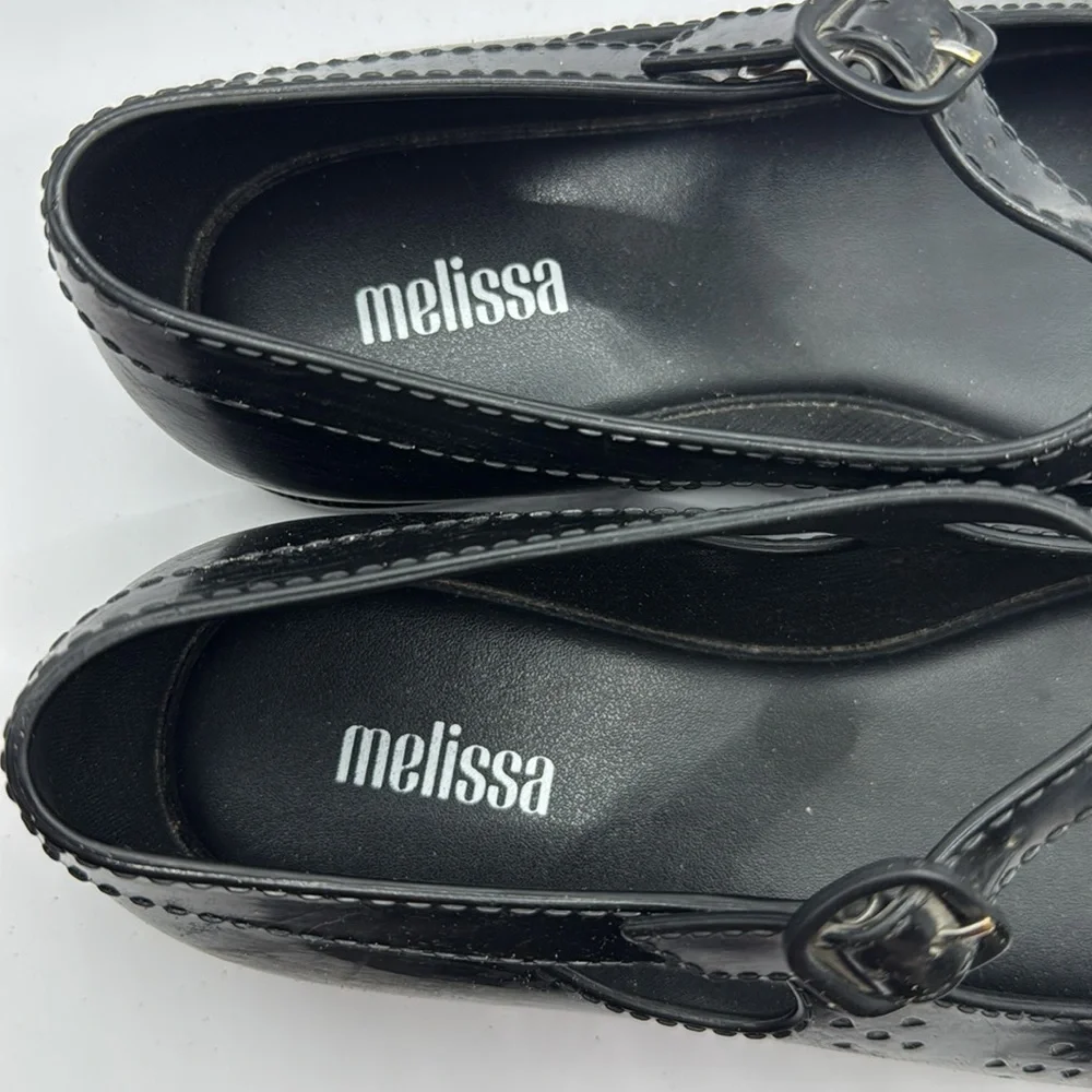 Mini Melissa Black Mary Jane Flats Size 4 Big Kid Jelly Ballet Shoes